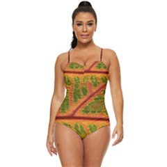 Leaf Veins Texture Autumn Fall Retro Full Coverage Swimsuit by Wegoenart