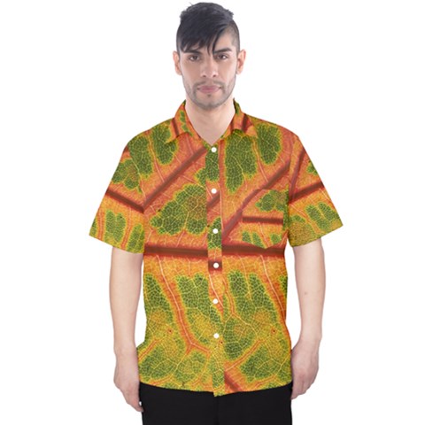 Leaf Veins Texture Autumn Fall Men s Hawaii Shirt by Wegoenart