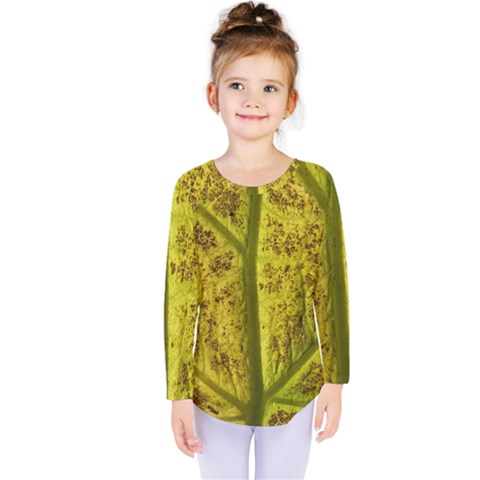 Leaf Structure Texture Background Kids  Long Sleeve Tee by Wegoenart