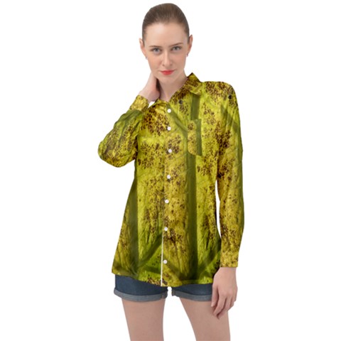 Leaf Structure Texture Background Long Sleeve Satin Shirt by Wegoenart