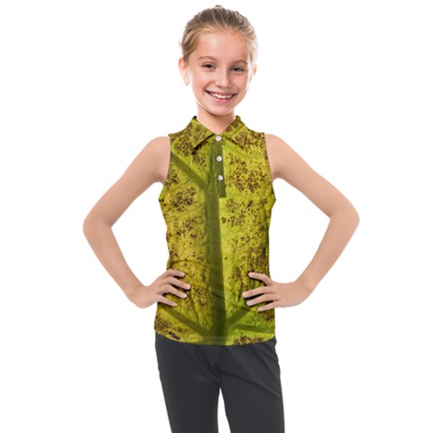 Leaf Structure Texture Background Kids  Sleeveless Polo Tee by Wegoenart