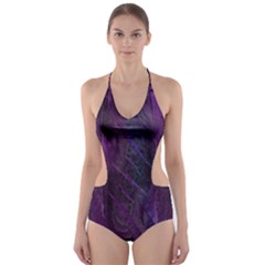 Feather Pattern Texture Form Cut-out One Piece Swimsuit by Wegoenart