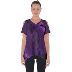 Feather Pattern Texture Form Cut Out Side Drop Tee by Wegoenart