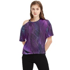 Feather Pattern Texture Form One Shoulder Cut Out Tee by Wegoenart