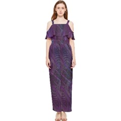 Feather Pattern Texture Form Draped Sleeveless Chiffon Jumpsuit by Wegoenart