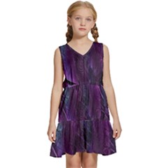 Feather Pattern Texture Form Kids  Sleeveless Tiered Mini Dress by Wegoenart