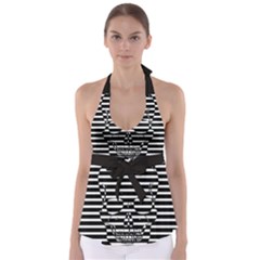 Striped-skull Demonic Skulls-stripe Babydoll Tankini Top by Casemiro