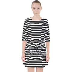 Striped-skull Demonic Skulls-stripe Quarter Sleeve Pocket Dress by Casemiro