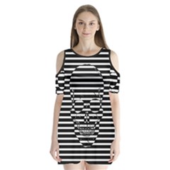 Striped-skull Demonic Skulls-stripe Shoulder Cutout Velvet One Piece