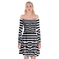 Striped-skull Demonic Skulls-stripe Off Shoulder Skater Dress by Casemiro