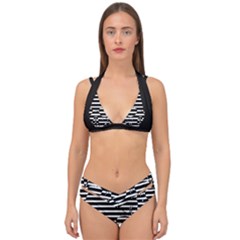 Striped-skull Demonic Skulls-stripe Double Strap Halter Bikini Set by Casemiro