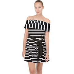 Striped-skull Demonic Skulls-stripe Off Shoulder Chiffon Dress by Casemiro