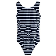 Striped-skull Demonic Skulls-stripe Kids  Cut-out Back One Piece Swimsuit by Casemiro