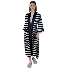 Striped-skull Demonic Skulls-stripe Maxi Satin Kimono by Casemiro