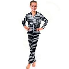 Striped-skull Demonic Skulls-stripe Kid s Satin Long Sleeve Pajamas Set by Casemiro