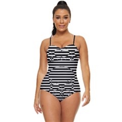 Striped-skull Demonic Skulls-stripe Retro Full Coverage Swimsuit by Casemiro