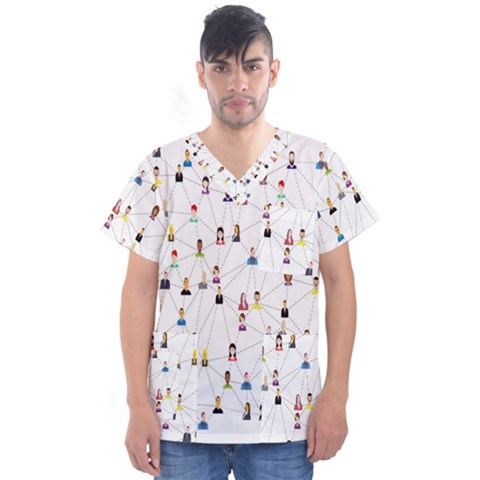 Social-media Men s V-neck Scrub Top by nateshop