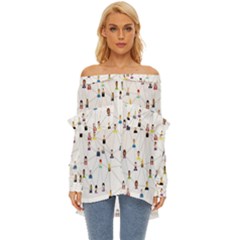 Social-media Off Shoulder Chiffon Pocket Shirt by nateshop