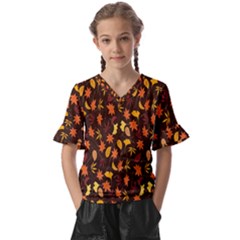 Thanksgiving Kids  V-neck Horn Sleeve Blouse by nateshop