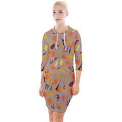 Thanksgiving-002 Quarter Sleeve Hood Bodycon Dress by nateshop