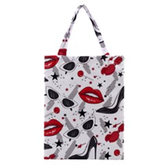 Red Lips Black Heels Pattern Classic Tote Bag