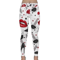 Red Lips Black Heels Pattern Classic Yoga Leggings