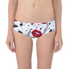 Red Lips Black Heels Pattern Classic Bikini Bottoms