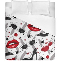 Red Lips Black Heels Pattern Duvet Cover (california King Size) by Jancukart