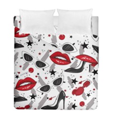 Red Lips Black Heels Pattern Duvet Cover Double Side (full/ Double Size) by Jancukart