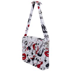 Red Lips Black Heels Pattern Cross Body Office Bag