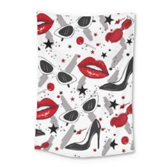 Red Lips Black Heels Pattern Small Tapestry