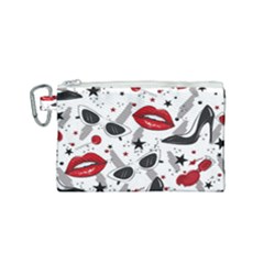 Red Lips Black Heels Pattern Canvas Cosmetic Bag (small) by Jancukart