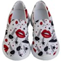 Red Lips Black Heels Pattern Kids Lightweight Slip Ons View1