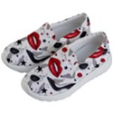 Red Lips Black Heels Pattern Kids Lightweight Slip Ons View2