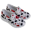 Red Lips Black Heels Pattern Kids Lightweight Slip Ons View3