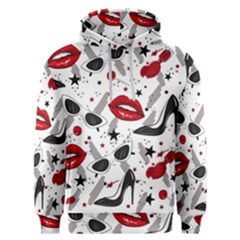 Red Lips Black Heels Pattern Men s Overhead Hoodie