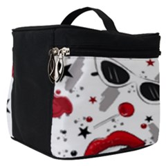 Red Lips Black Heels Pattern Make Up Travel Bag (small)