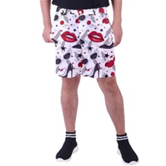 Red Lips Black Heels Pattern Men s Pocket Shorts