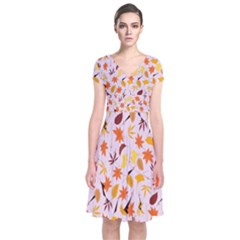 Thanksgiving-004 Short Sleeve Front Wrap Dress by nateshop