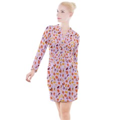 Thanksgiving-004 Button Long Sleeve Dress by nateshop