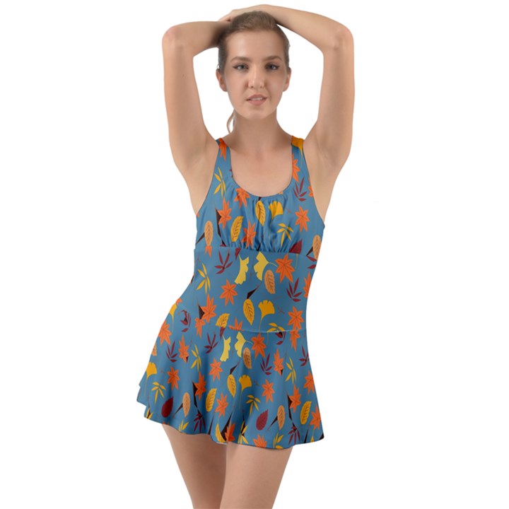 Thanksgiving-005 Ruffle Top Dress Swimsuit