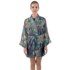 Thanksgiving-005 Long Sleeve Satin Kimono by nateshop