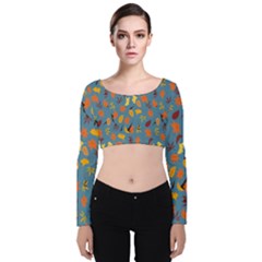 Thanksgiving-005 Velvet Long Sleeve Crop Top by nateshop