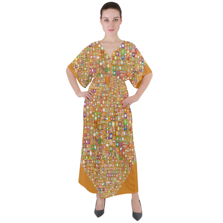 Calendar -1 V-Neck Boho Style Maxi Dress