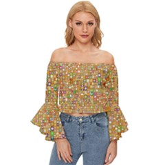 Calendar -1 Off Shoulder Flutter Bell Sleeve Top by nateshop