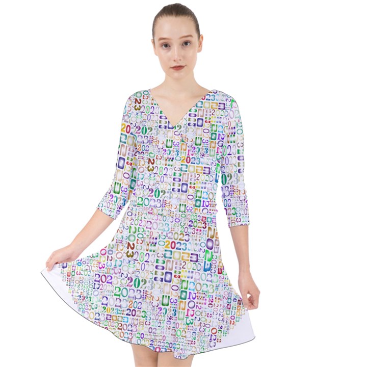 Calendar Quarter Sleeve Front Wrap Dress