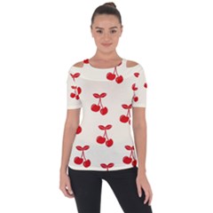 Cherries Shoulder Cut Out Short Sleeve Top by nateshop