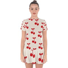 Cherries Drop Hem Mini Chiffon Dress by nateshop