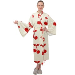 Cherries Maxi Velour Kimono by nateshop