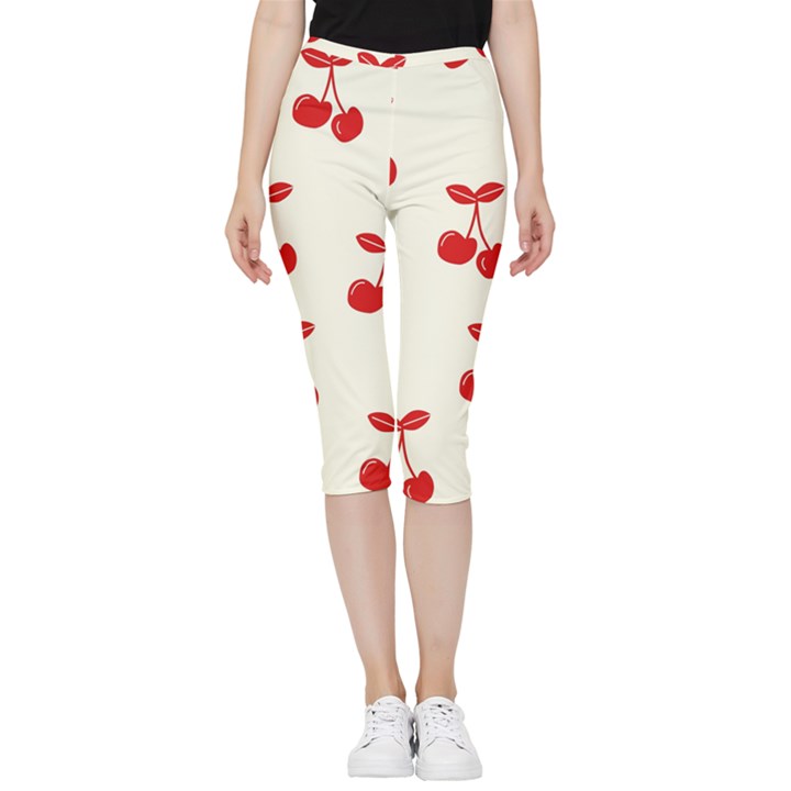 Cherries Inside Out Lightweight Velour Capri Leggings 